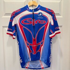 Giro Squadra Red Blue Performance Short Sleeve Cycling Jersey 3/4 Zip Large